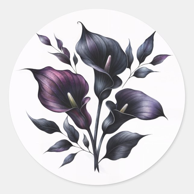 Adesivo Lilases Calla Roxas e Pretas Góticas (Frente)