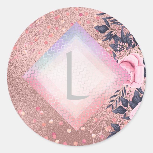 Adesivo Lilibet Monographic Rosegold Floral ajustado para  (Frente)