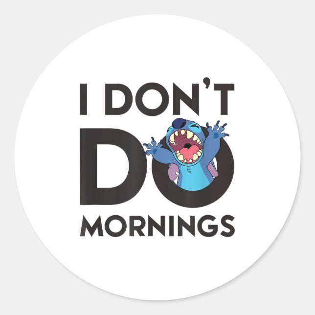 Adesivo Lilo &amp; - I Don't Do Mornings  (Frente)