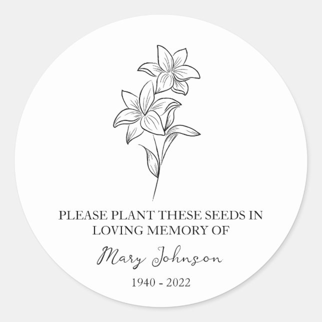 Adesivo Lily Memorial Funeral Seed Packet (Frente)