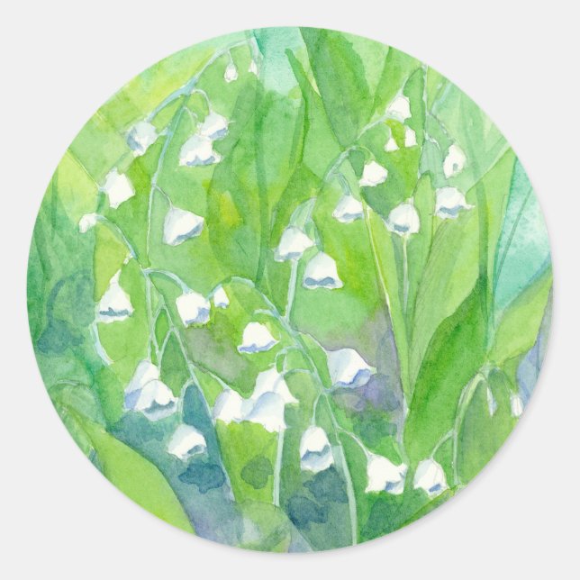 Adesivo Lily of the Valley May Flowers Watercolor Painting (Frente)