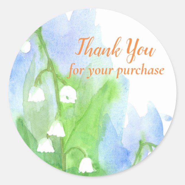 Adesivo Lily of the Valley Obrigado pela sua compra (Frente)