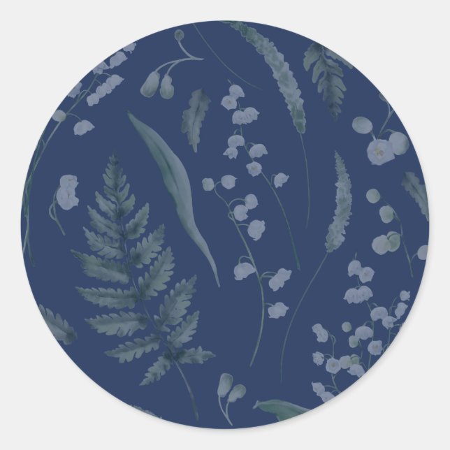 Adesivo Lily of Valley com Ferns | Azul Escuro (Frente)
