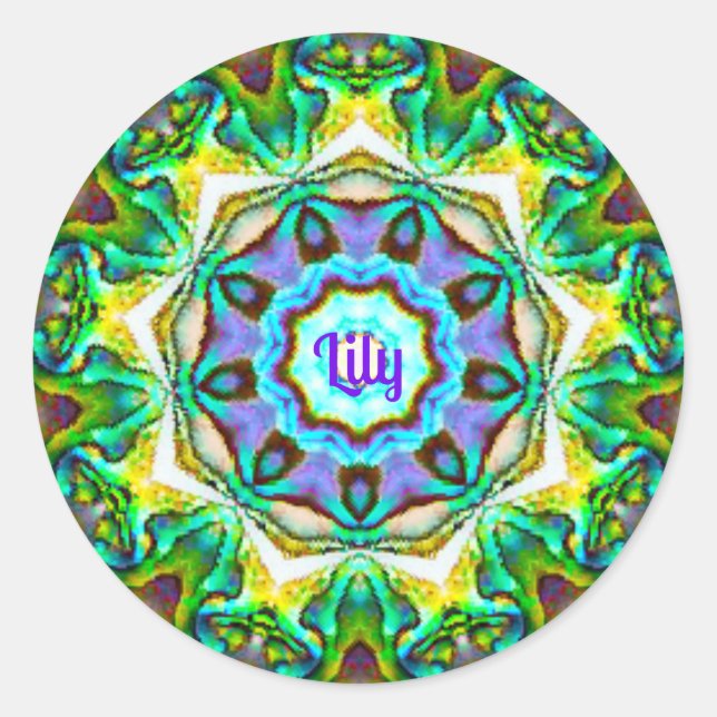 Adesivo LILY ~ Personalizado Paua Shell Fractal ~ (Frente)