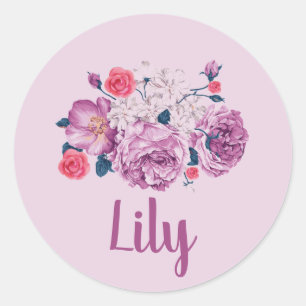 Adesivo Lily Pink Name Floral Custom Vintage Flower Rosa