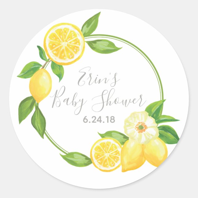 Adesivo Limão Amarelo Floral Obrigado A Vinheta De Etiquet (Frente)