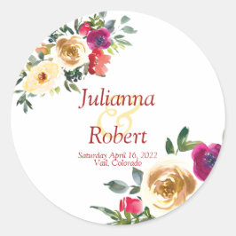 Adesivo Limão-aquarela e magenta floral clássico