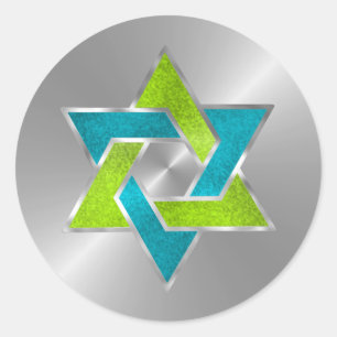 Adesivo Limão Bat Mitzvah Turquoise Star de David Silver