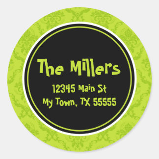 Adesivo Limão Damask Round Address Stickers