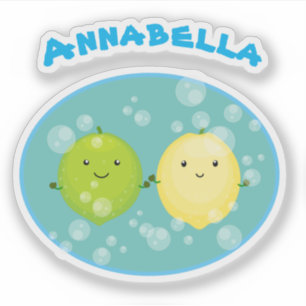 Adesivo Limão de limão-branco cartoon de fruta de citrinos