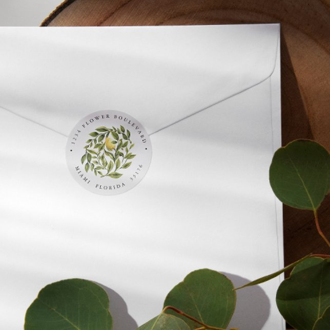 Adesivo Limão e Folhas | Chic Botanical Return address (Criador carregado)