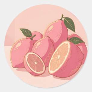 Adesivo Limão Rosa Feminino Moderno Cítrico