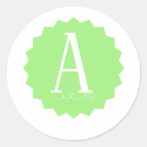 Lime Green Initial Round Stickers