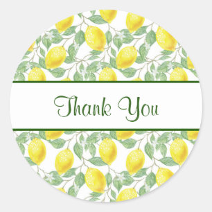 Adesivo Limões amarelos com o obrigado verde do teste