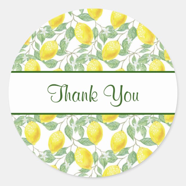 Adesivo Limões Amarelos com Padrão de Folhas Verdes Obriga (Frente)