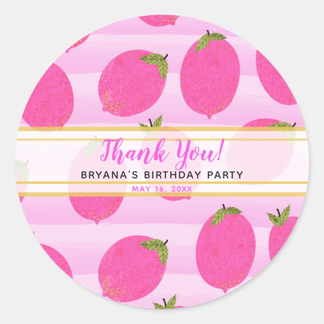 Adesivo Limões cor-de-rosa Limonada Fruta de Verão (Frente)