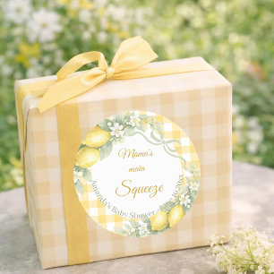 Adesivo Limões gingham o amor da mamãe Chá de Bebê