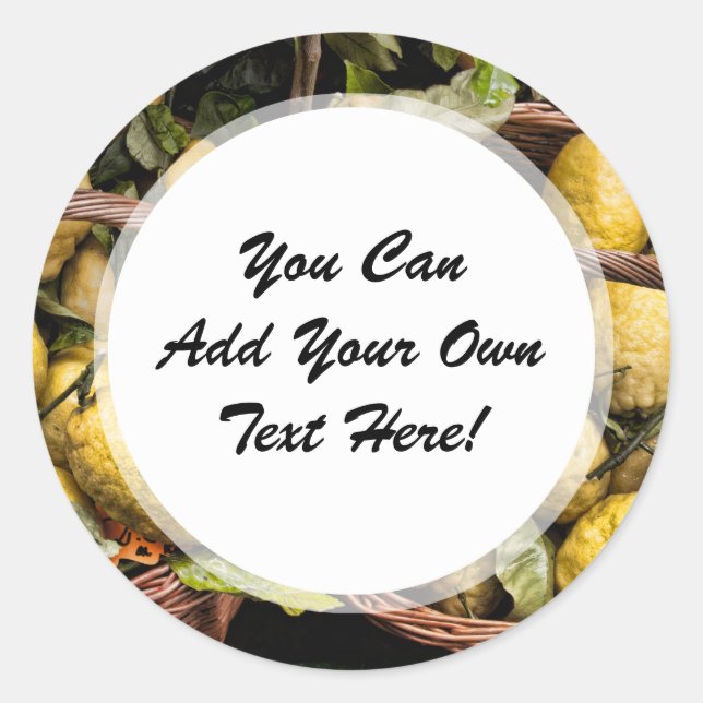 Adesivo Limões italianos elegantes num cesto (Frente)