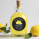 Adesivo Limões Obrigados de Casamento Limoncello Black<br><div class="desc">Casamento De Limões De Aquarela E Limões De Casamento De Limoncello Agradece-Lhes Pinheiros</div>