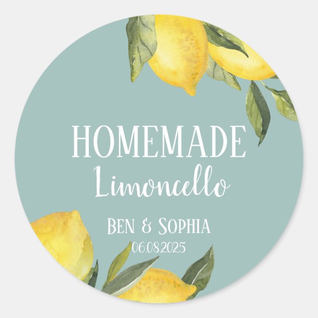 Adesivo Limões Rústicos Modernos Azul Limoncello Caseiro  (Frente)