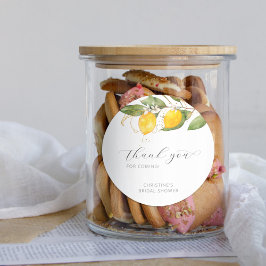 Adesivo Limon Brilho Cítrico Floral Chá de Noiva Obrigado