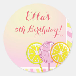 Adesivo Limonada Cor-de-rosa Vinhetas de Aniversário