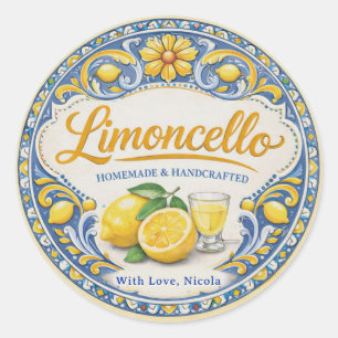 Adesivo Limoncello Amarelo & Azul Caseiro em Aquarela