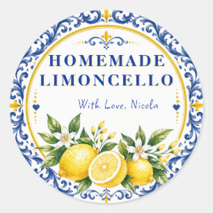 Adesivo Limoncello Amarelo & Azul Caseiro em Aquarela