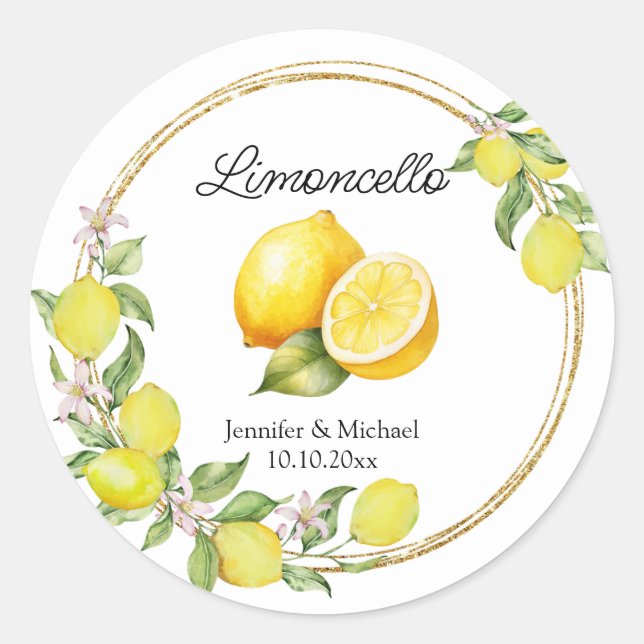 Adesivo limoncello aquarela limão casamento verão (Frente)
