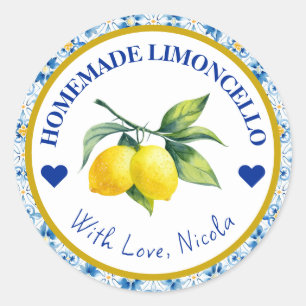 Adesivo Limoncello Caseiro Amarelo & Azul Aquarela
