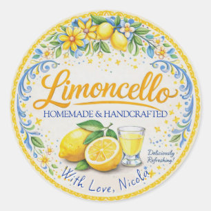 Adesivo Limoncello Caseiro Amarelo & Azul Aquarela