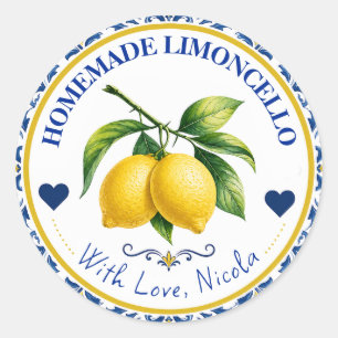 Adesivo Limoncello Caseiro Amarelo & Azul Aquarela