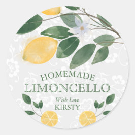 Adesivo Limoncello Caseiro de Limões Sicilianos em Aquarel