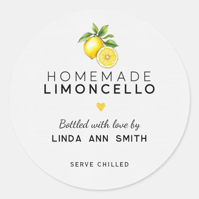 Adesivo Limoncello Caseiro Engarrafado Personalizado (Frente)