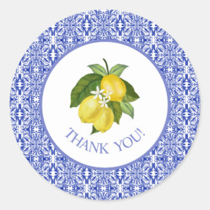 Adesivo Limone I Limão Italiano & Azulejo Azul Obrigado
