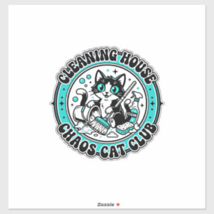 Adesivo Limpeza Casa Caos Gato Amante de Pets Camisa Arte