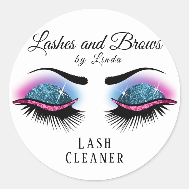 Adesivo Limpeza de Extensão Eyelashes - Azul e Rosa (Frente)