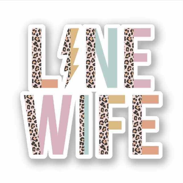 Adesivo Lin Wife Gift, Lineman Esposa Leopard (Frente)
