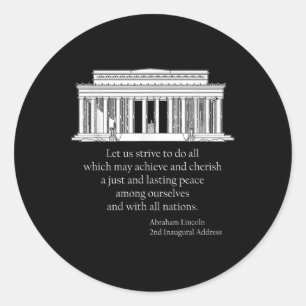 Adesivo Lincoln Anti-Guerra Citação da Paz Lincoln Memoria