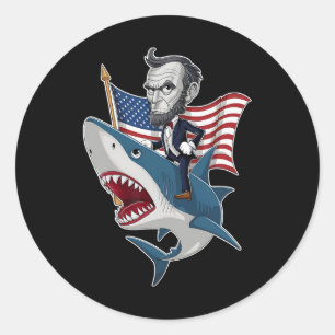 Adesivo Lincoln Dirigindo Um Tubarão Em 4 De Julho, Gráfic