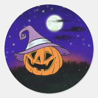 Adesivo Linda abóbora na noite estrelada do Halloween