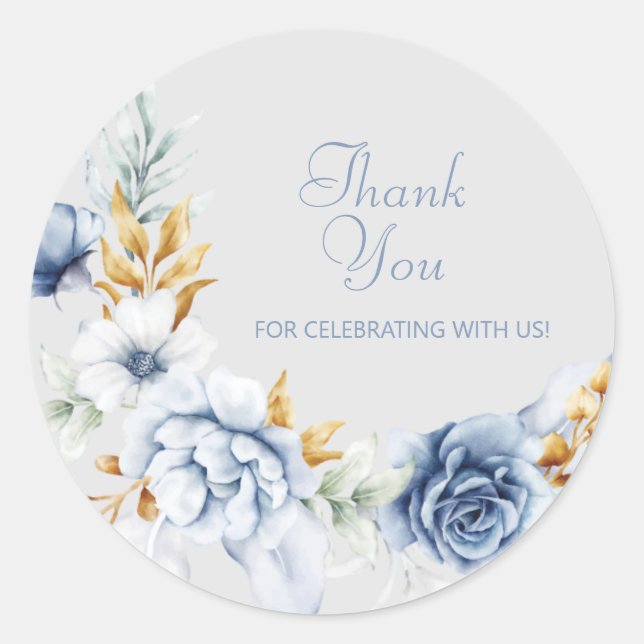 Adesivo Linda Aquarela Flor Obrigado (Frente)