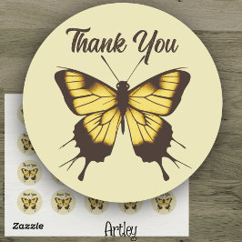 Adesivo Linda Borboleta Minimalista Laranja Obrigado