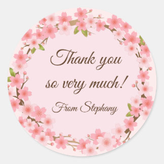 Adesivo Linda Cherry Blossoms Wreath Obrigado Stickers