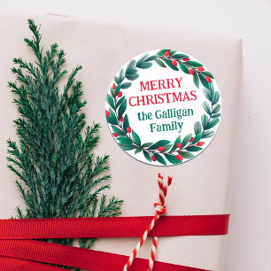 Adesivo Linda coroa de Natal Feliz Natal De