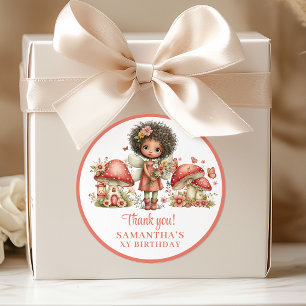Adesivo Linda Fada Rosa Floral Menina Aniversário Obrigada