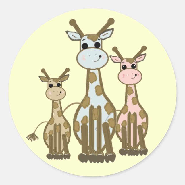 Adesivo Linda família Giraffe de Cartoon (Frente)