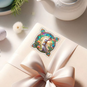 Adesivo Linda Fantasia de Coelho de Páscoa em Vidro Pintad