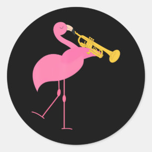 Adesivo Linda Flamingo Jogando Trompete Musical