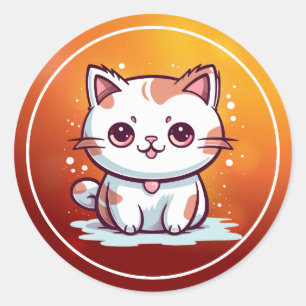 Adesivo Linda Gato Estilo Kawaii Clipart-47758
